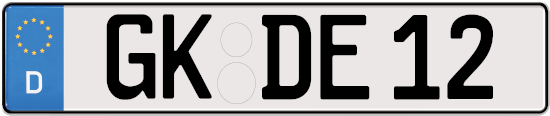 Das Standard-Autokennzeichen hat schwarze Schrift mit weißen Hintergrund.